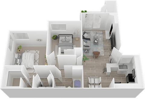 Two bedroom floor plan l The Arlo Apartments in Citrus Heights, CA